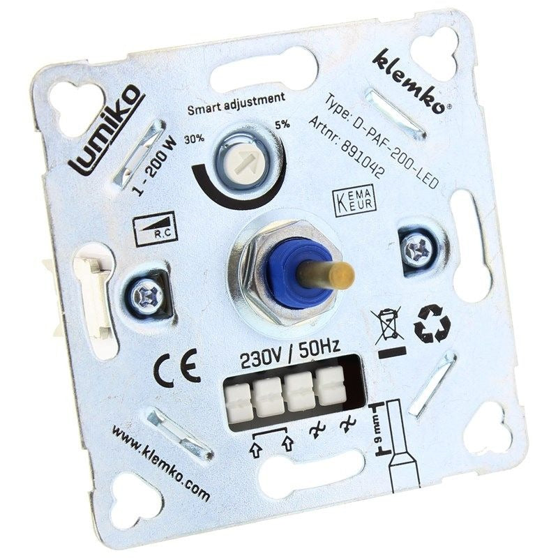 LED dimmer universeel - Klemko - 1 tot 200 Watt - afstelbaar LED dimmer universeel - Klemko - 1 tot 200 Watt - afstelbaar